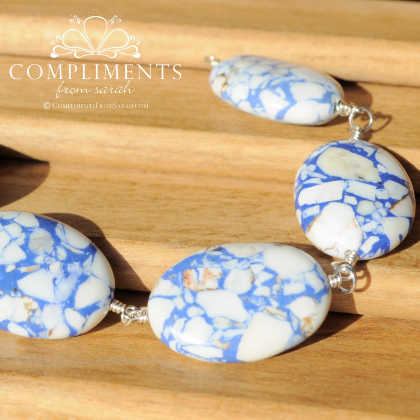 blue and white natural stone bracelet
