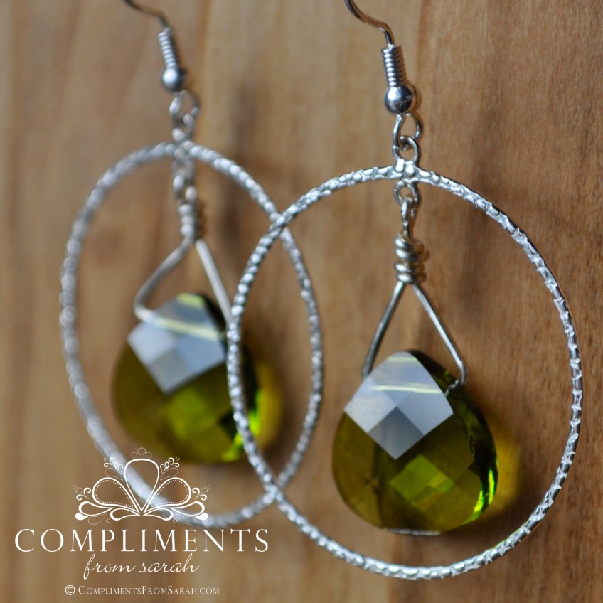 green faceted earrings