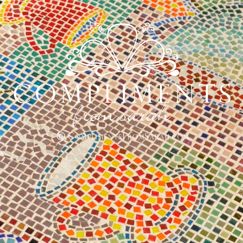 mosaic coffee cup coffee table close up