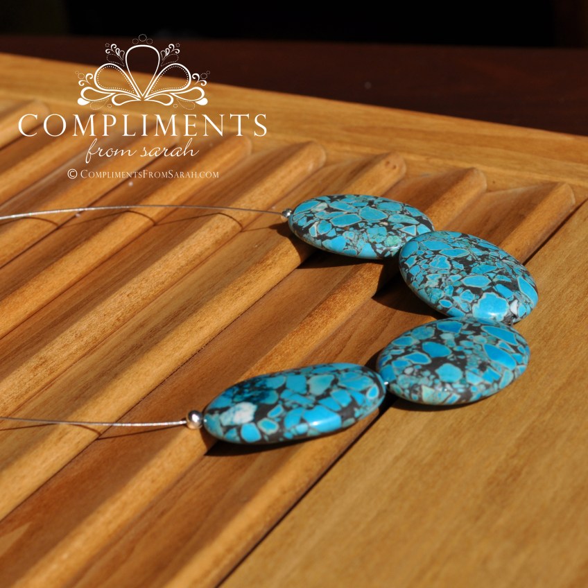 oval aqua large stone necklace on silver