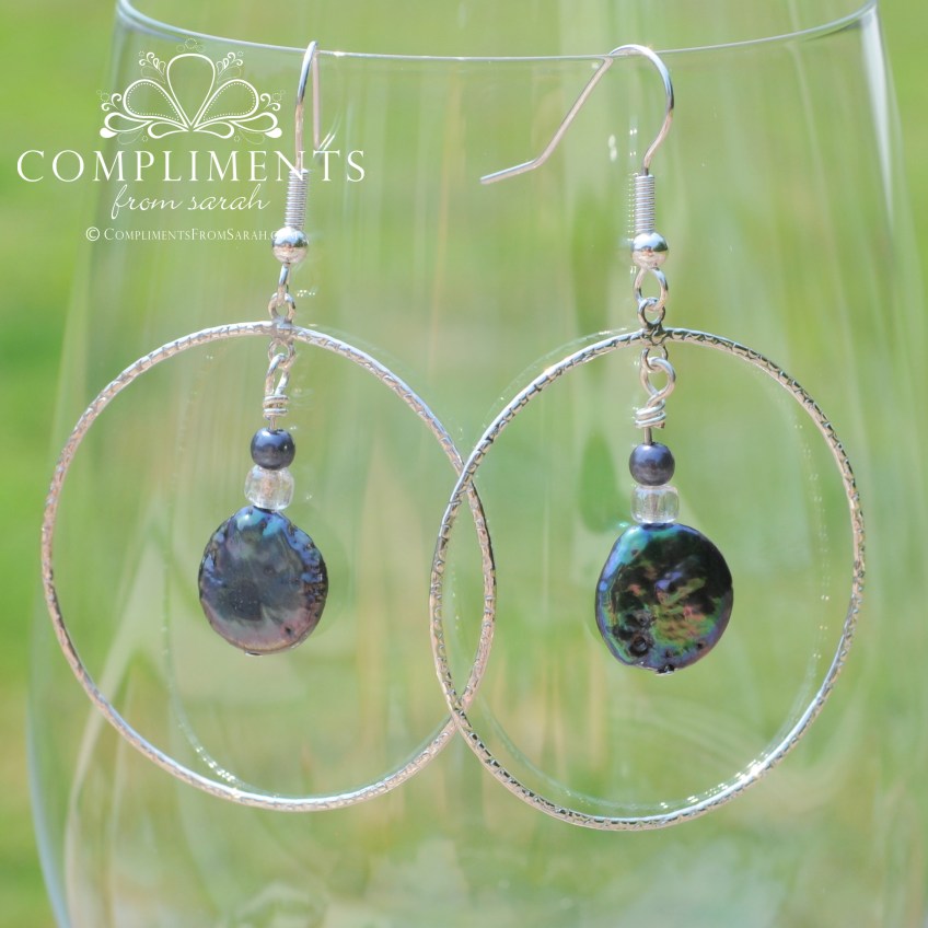 pewter purple multi color freshwater pearl earrings