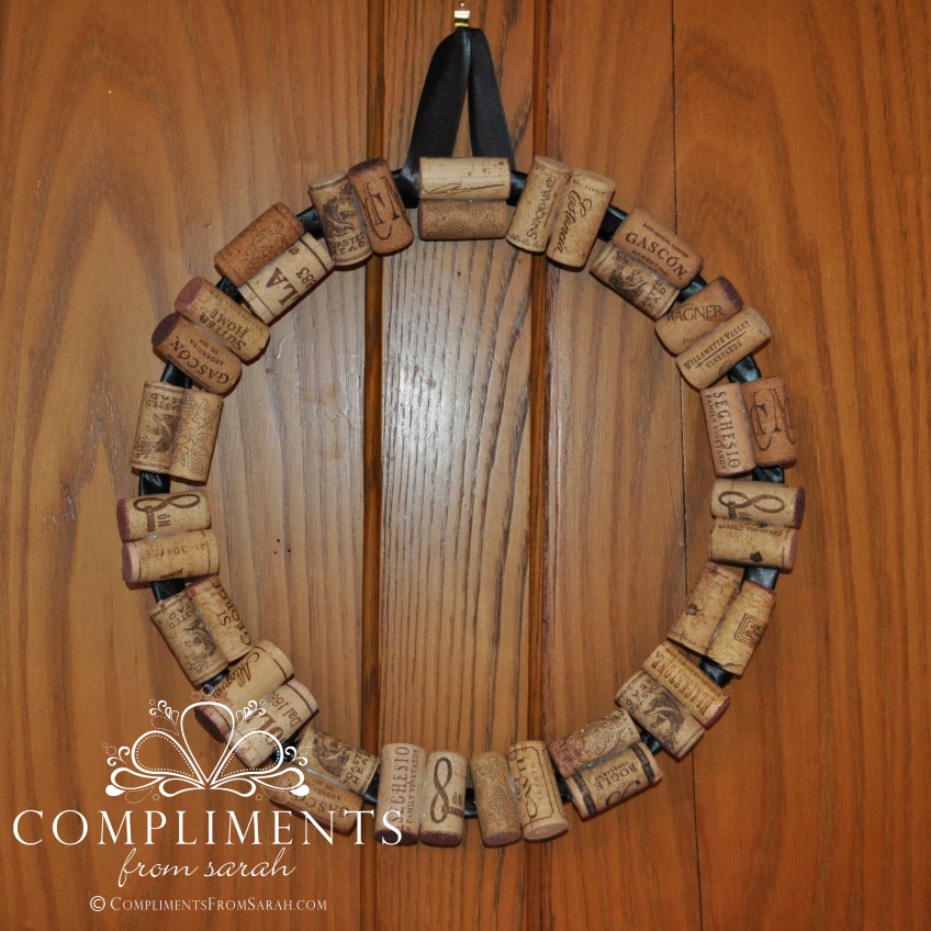 wine cork wreath black ribbon
