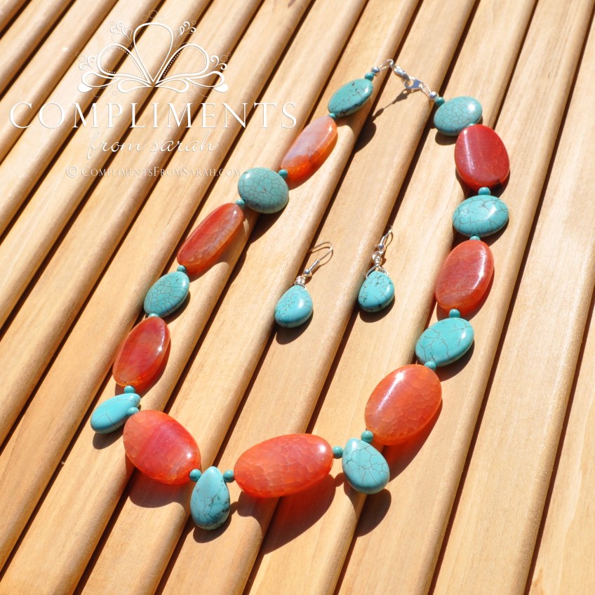 tangerine and turquoise set