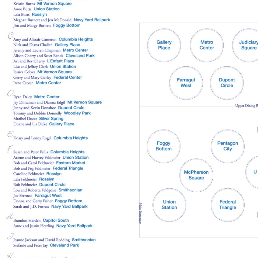 Wedding Seating Chart Washington DC Metro Theme Tables Zoom